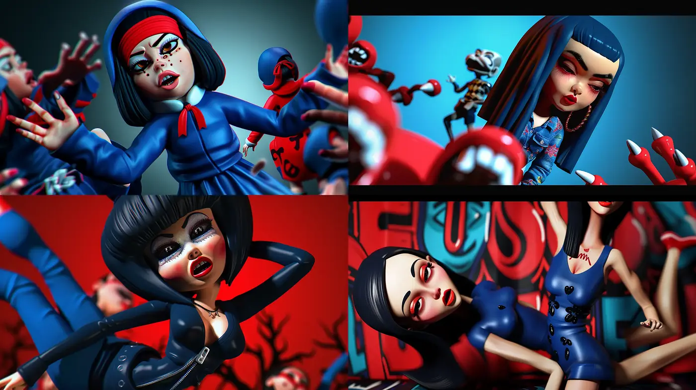 Vivid and Eclectic Fusion of Surrealism and Pop Art with a Twist of Modern Animation - Midjourney sref style