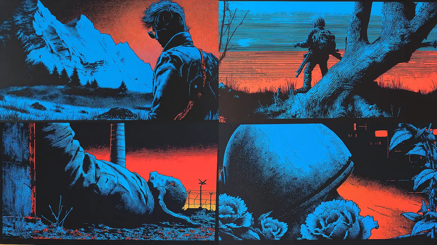 Dynamic and Vivid Contrast in a Futuristic Narrative Style - Midjourney sref style