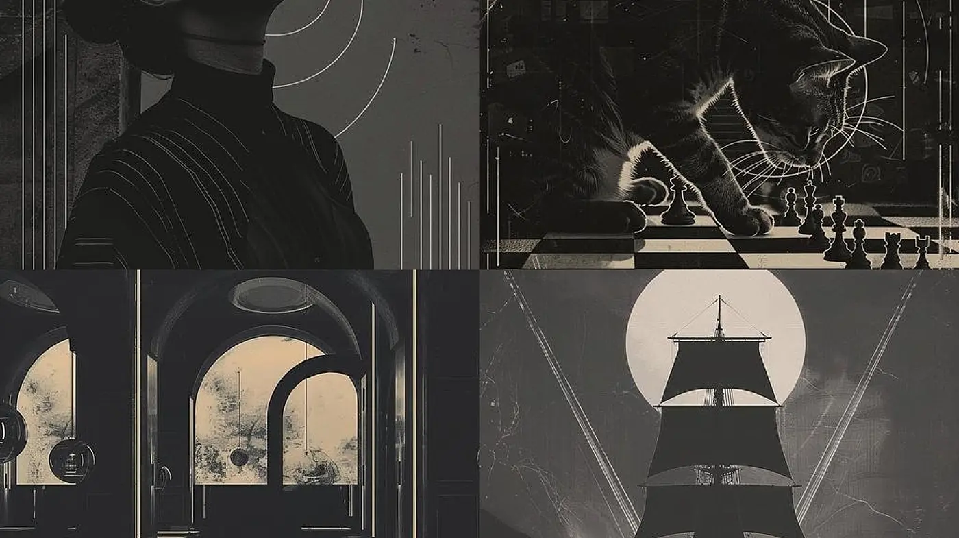Monochromatic Elegance in Shadows and Light: A Blend of Modern and Classic Sensibilities - Midjourney sref style