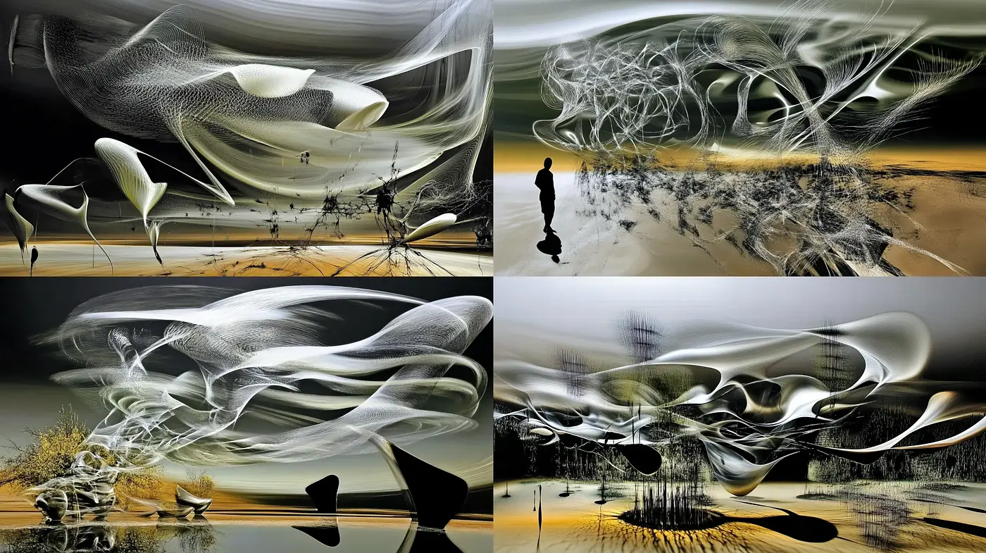 Ethereal Fluidity in Monochromatic Dreamscape - Midjourney sref style