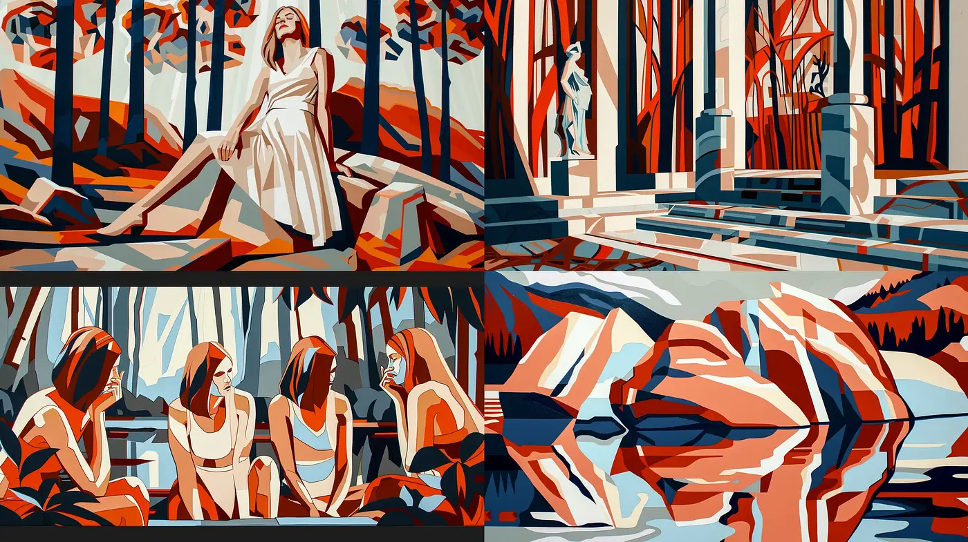 Geometric Abstraction in Warm Tones - Midjourney sref style