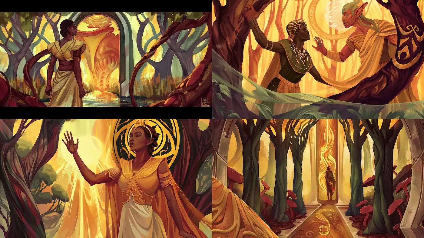 Luminous Narrative Journey Through Vibrant Nature - Midjourney sref style