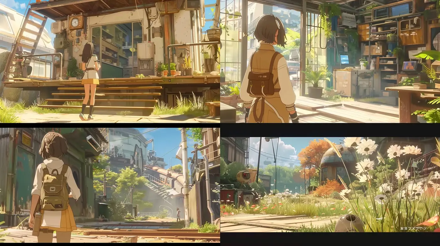 Luminous Nostalgia: A Study in Sun-Kissed Hues and Anime-Inspired Serenity - Midjourney sref style