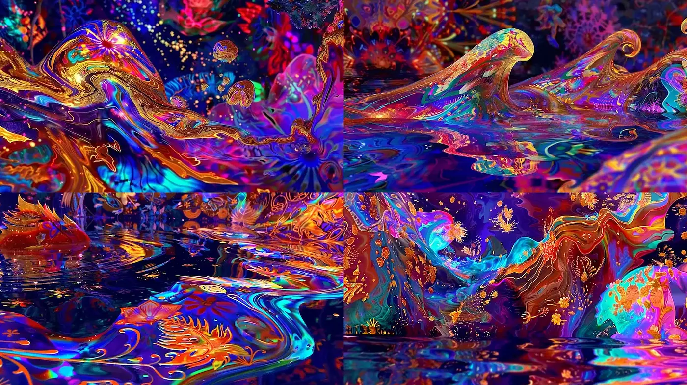 Vibrant and Ethereal Colorful Flow with Intricate Patterns - Midjourney sref style
