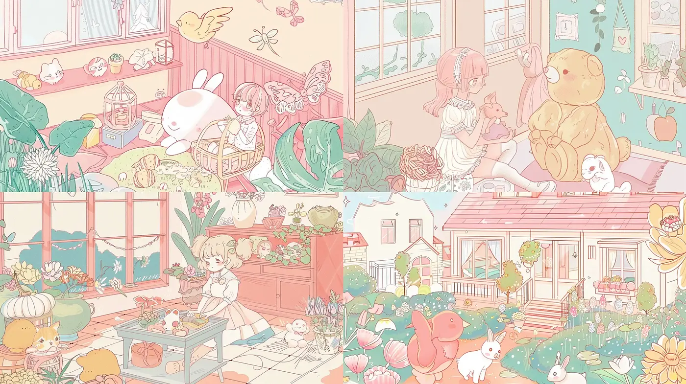 Whimsical Pastel Dreamscape with Subtle Manga Echoes - Midjourney sref style