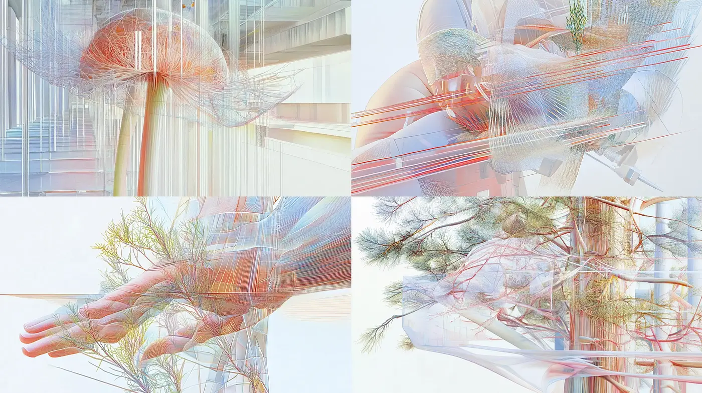 Ethereal Transparency in Overlaid Textures - Midjourney sref style