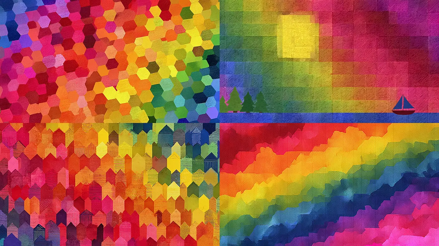 Vibrant Geometric Textures with a Playful Palette - Midjourney sref style