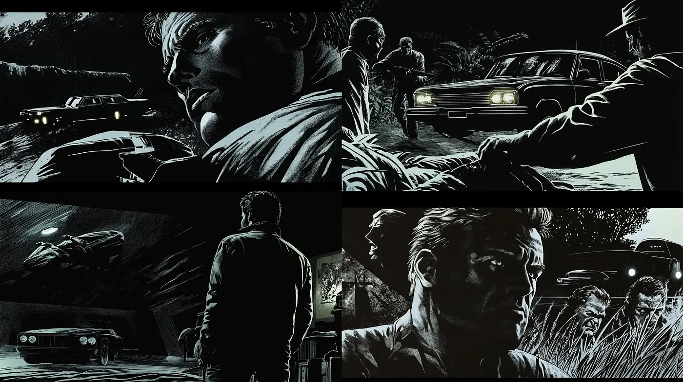 Nocturnal Graphic Novel Vigilance - Midjourney sref style