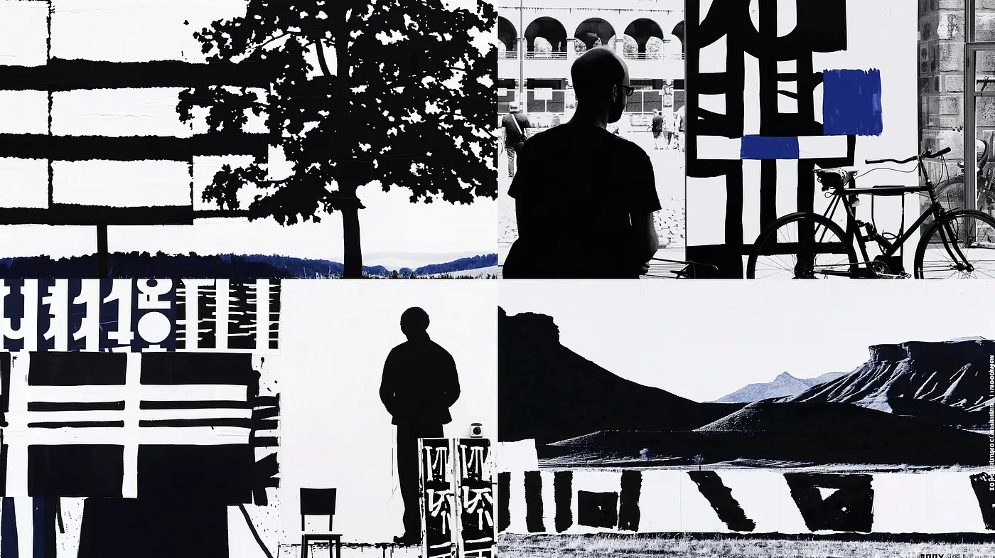 Monochromatic Silhouettes and Abstract Geometric Patterns - Midjourney sref style