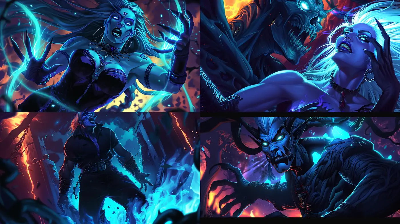 Dynamic Neon Fantasy Art with Vibrant Energy - Midjourney sref style