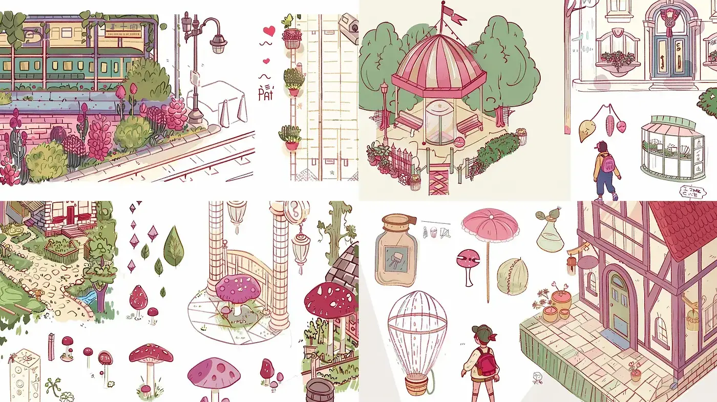 Whimsical Pastel Storybook Illustration - Midjourney sref style