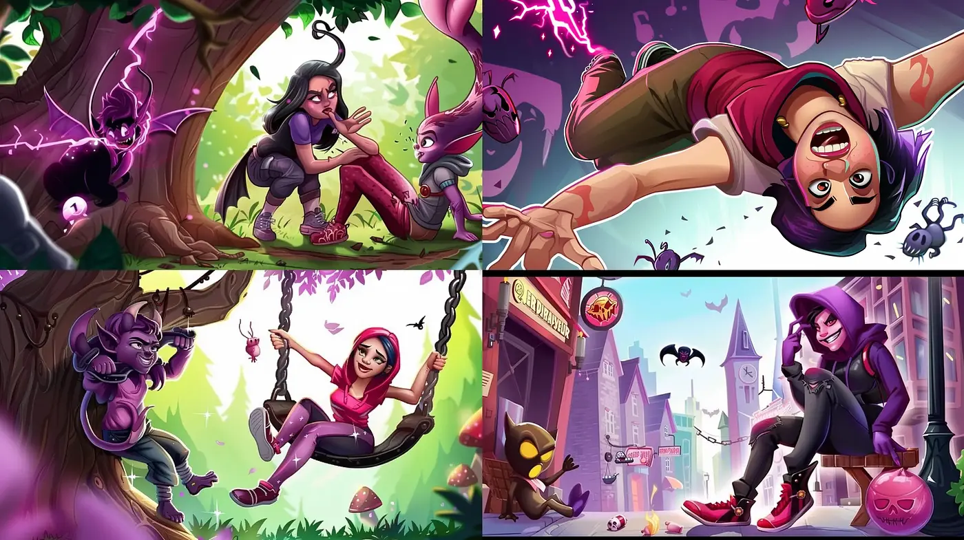 Energetic Fantasy Adventure in Vivid Comic Illustration - Midjourney sref style