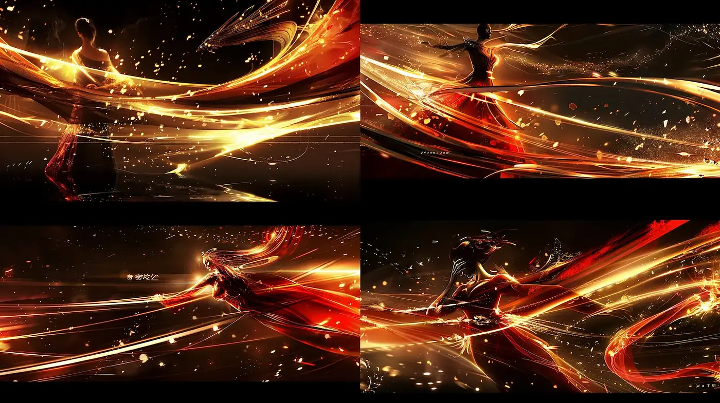 Dynamic and Ethereal Dance of Light and Motion - Midjourney sref style