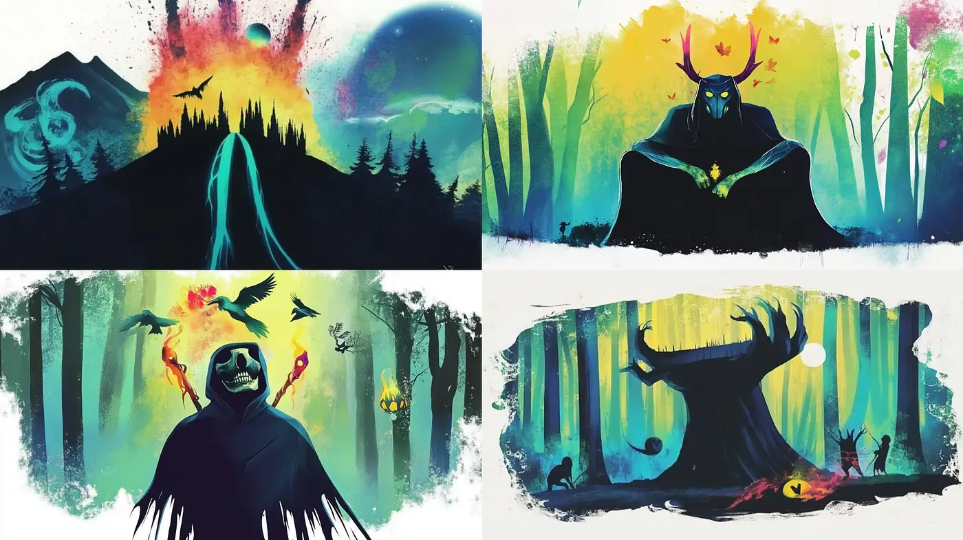 Ethereal Wilderness: Mystical Hues and Vibrant Surrealism - Midjourney sref style