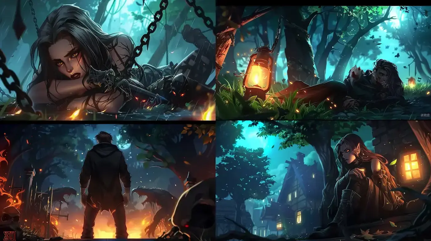 Dark Fantasy Atmosphere with Surreal Details - Midjourney sref style