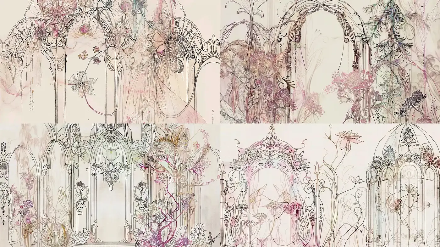 Ethereal and Dreamlike Architectural Illustrations - Midjourney sref style