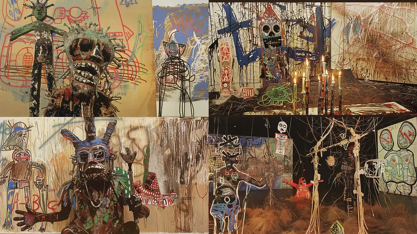Dynamic and Expressive Neo-Expressionist Art with Tribal Influences - Midjourney sref style