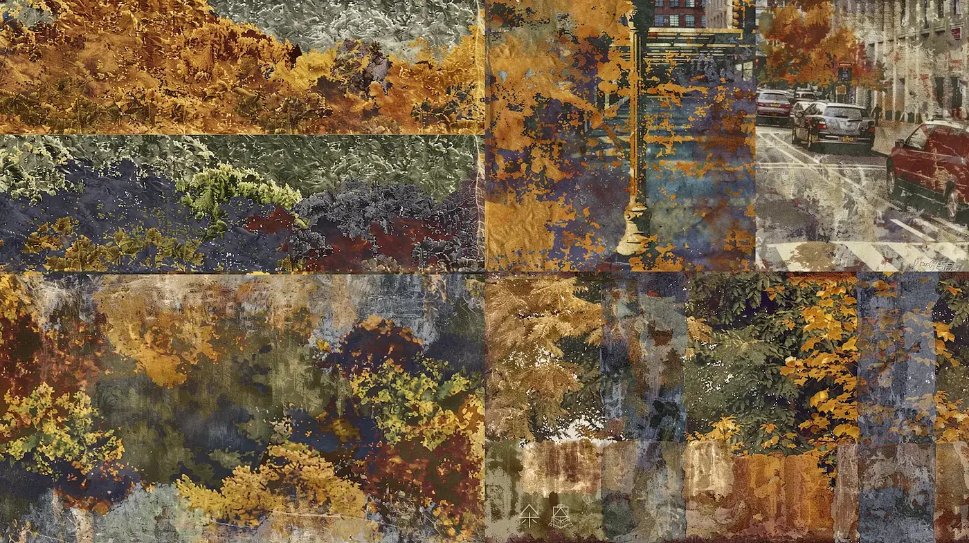 Textured Surrealism with Earthy Autumn Tones and a Refined Vintage Essence - Midjourney sref style