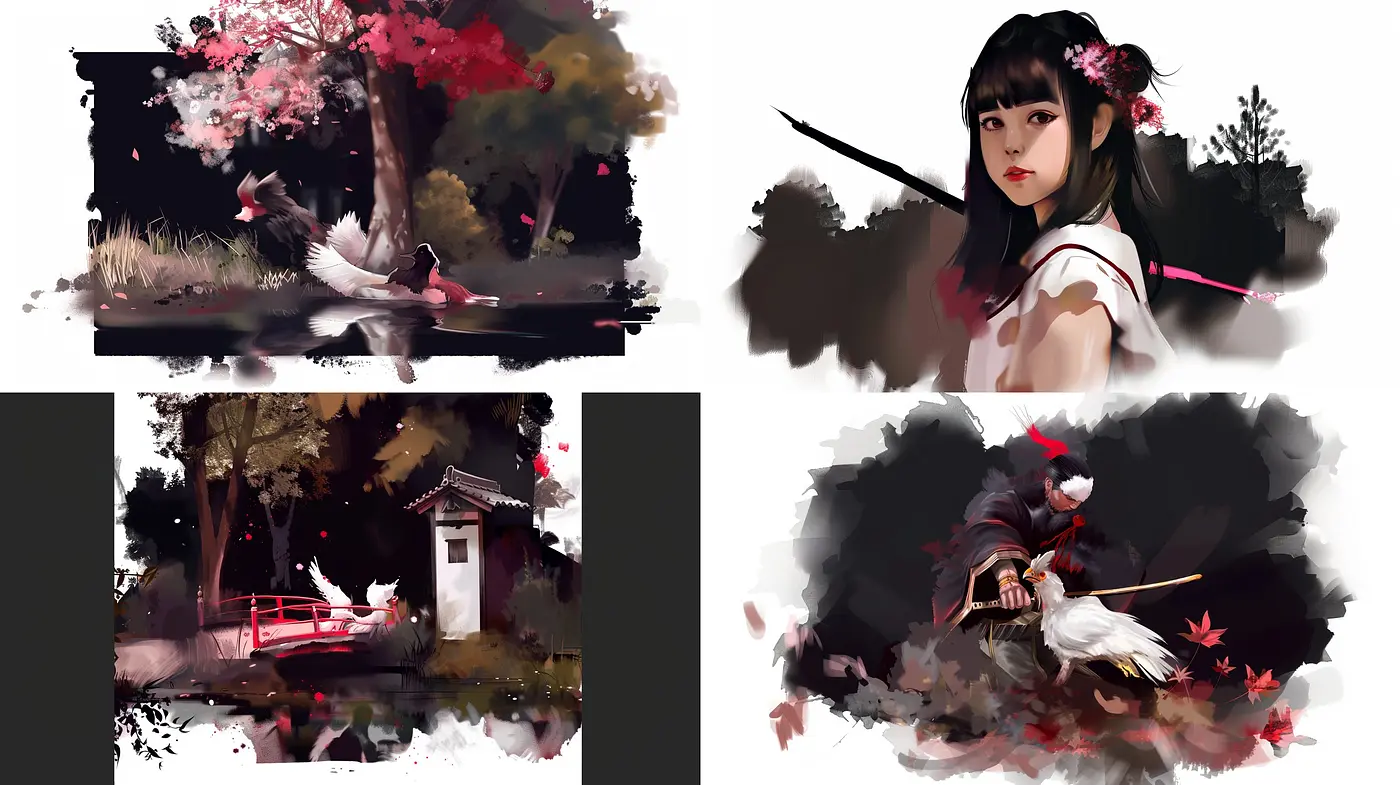 Whispers of Edo-Era Serenity: A Fusion of Digital Brushwork and Feudal Japanese Aesthetics - Midjourney sref style