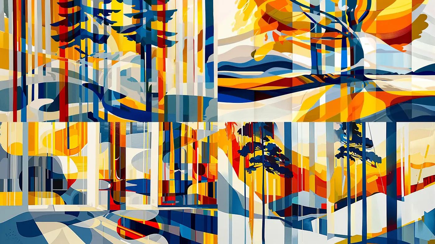 Vibrant Geometric Landscape Fusion - Midjourney sref style