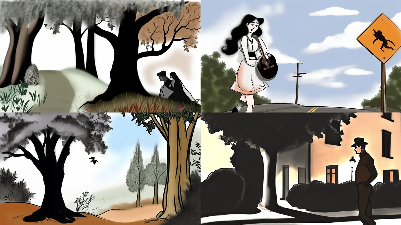 Whimsical Monochrome Silhouettes and Pastel Landscapes: A Dreamlike Fusion of Modern Minimalism and Classic Serenity - Midjourney sref style