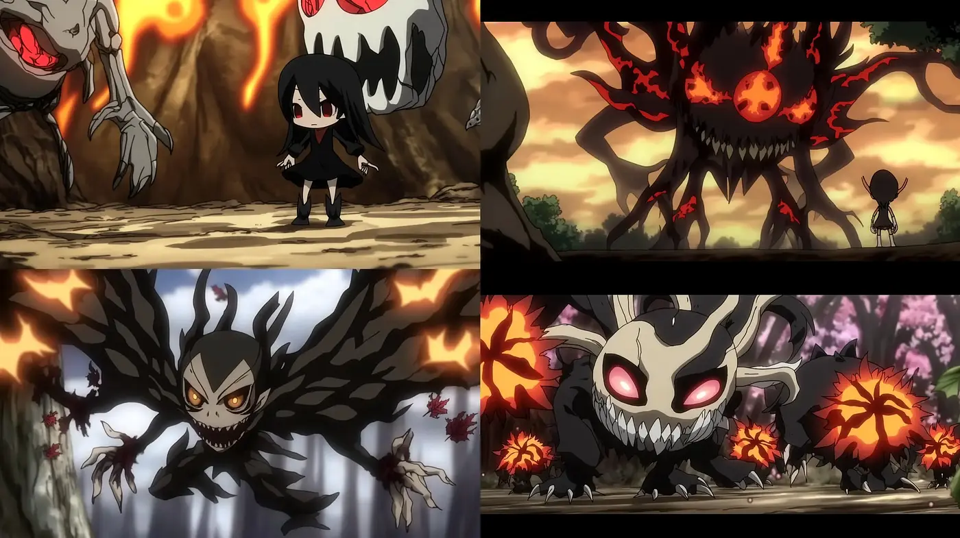 Energetic Anime Inferno: Dynamic Illustrative Flame and Fantasy - Midjourney sref style