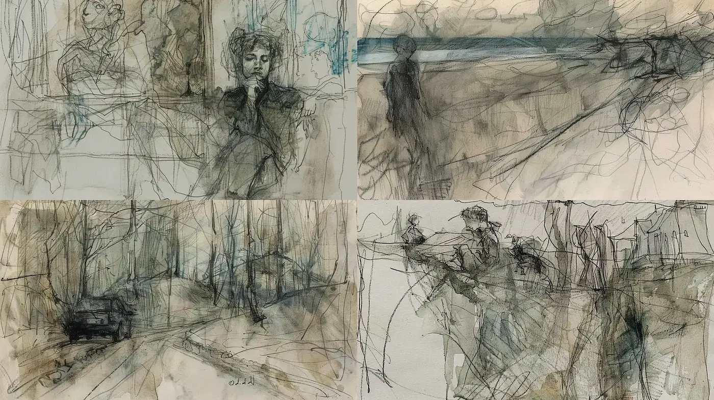 Ethereal Ink Sketches with a Contemporary Edge - Midjourney sref style