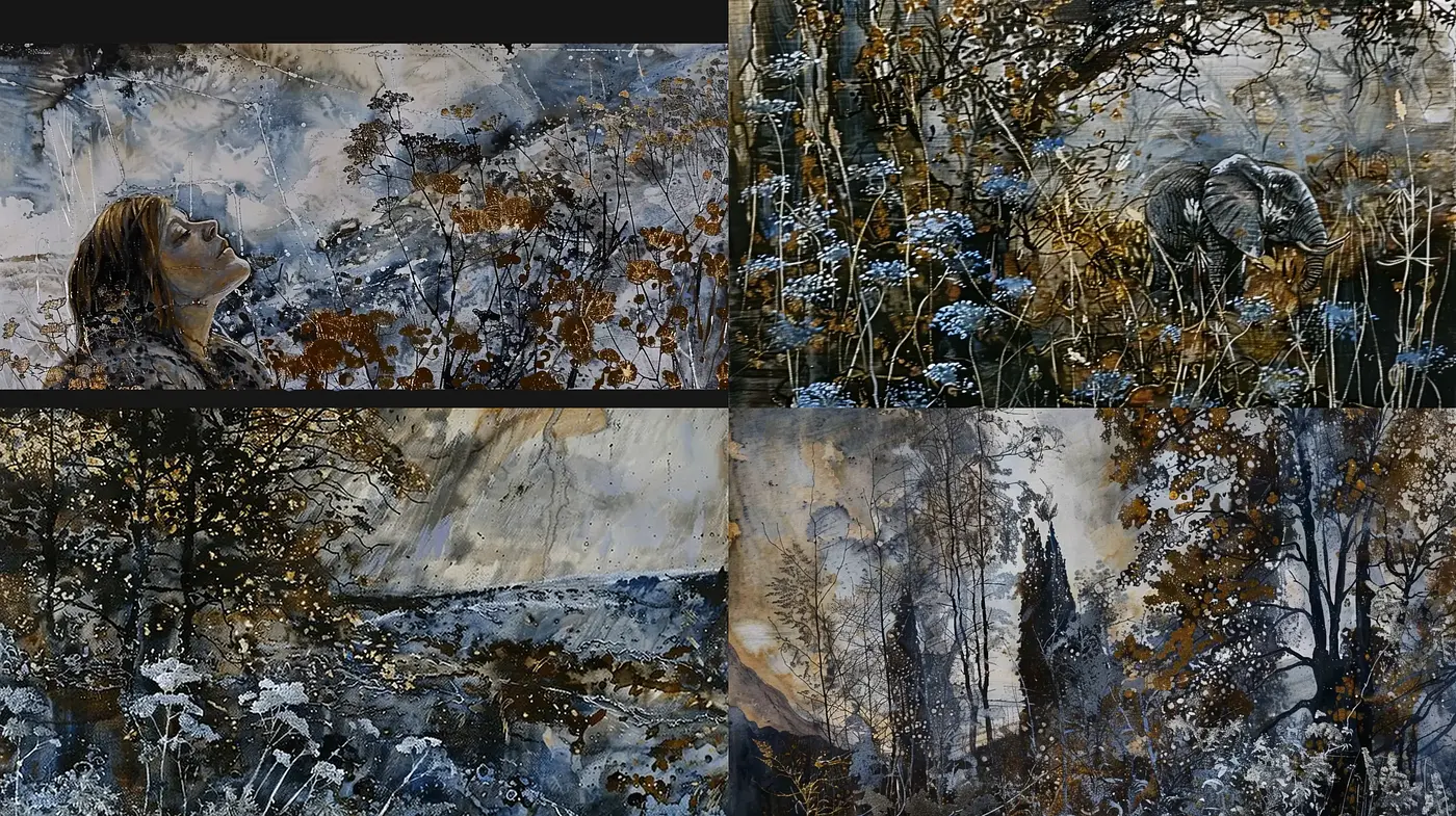 Ethereal Wilderness: A Dreamlike Mingle of Nature and Impressionism - Midjourney sref style