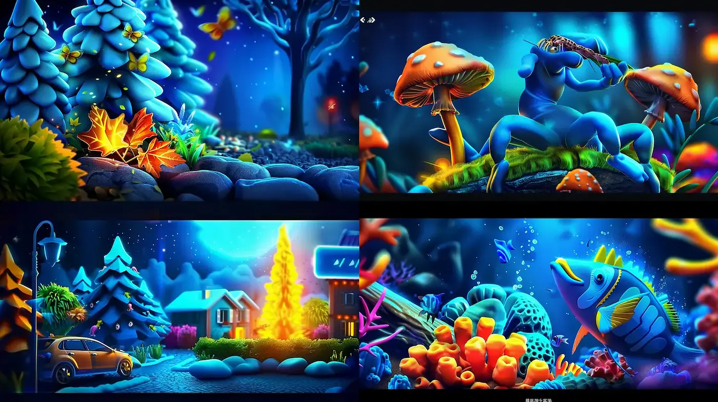Vibrant and Whimsical Fantasy Landscapes with Vivid Color Schemes - Midjourney sref style