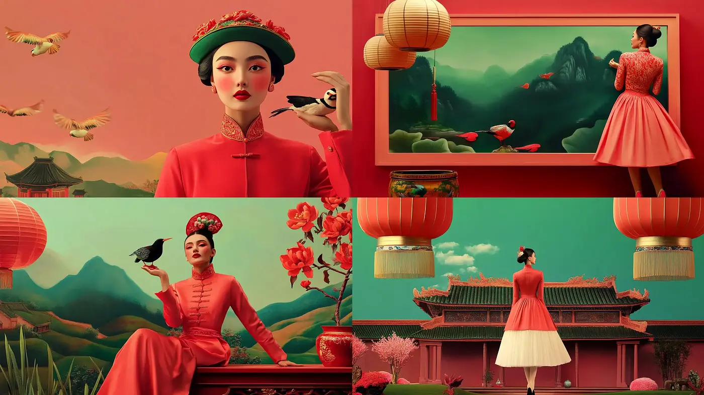 Harmoniously Vivid Tableaux with Cinematic Eastern Aesthetics - Midjourney sref style