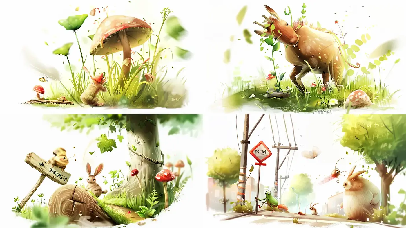 Whimsical Nature Landscapes with a Playful Aesthetic - Midjourney sref style