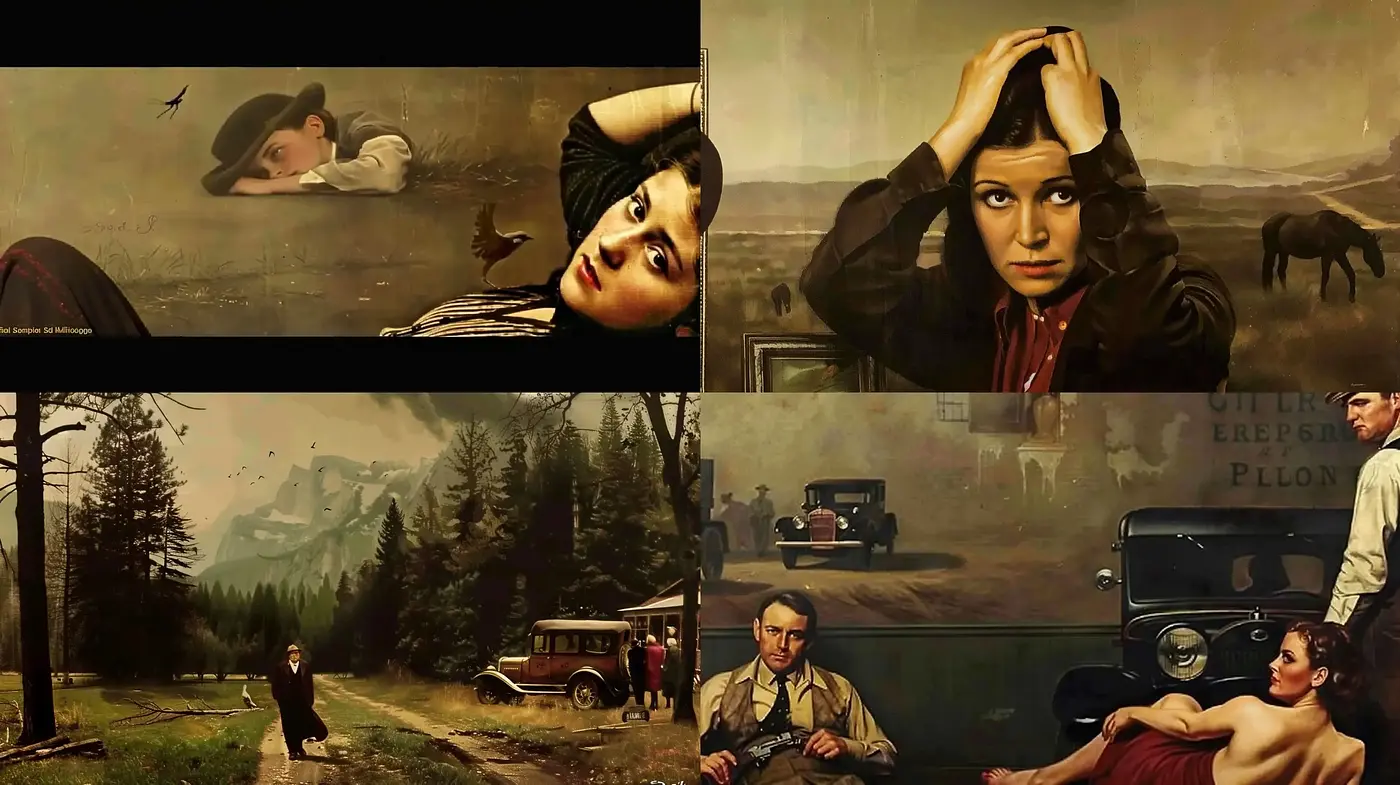 Timeless Sepia-Toned Narrative Vignettes - Midjourney sref style