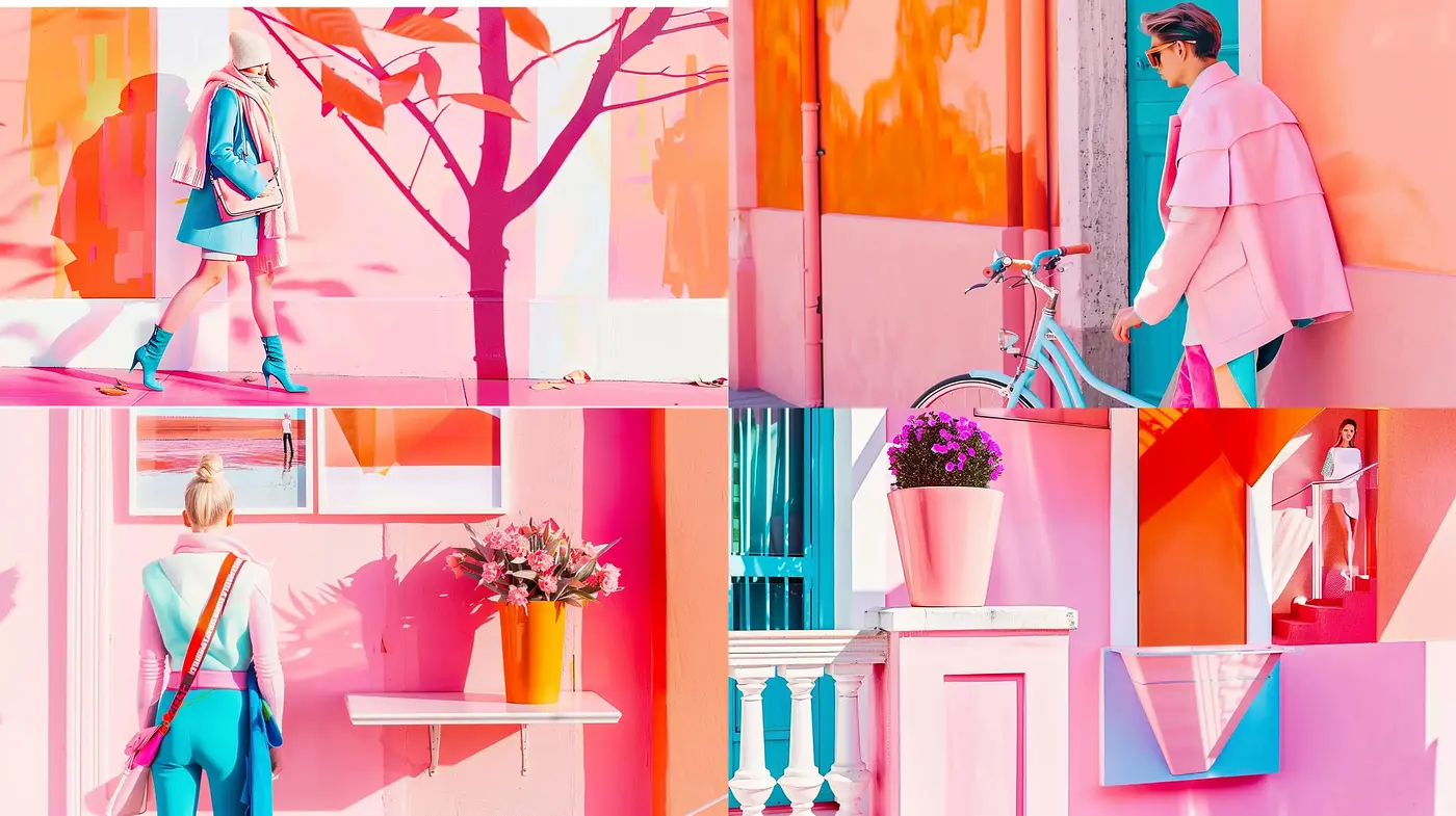Playful Pastel Dreamscape with Contrasting Colors and Surreal Elements - Midjourney sref style