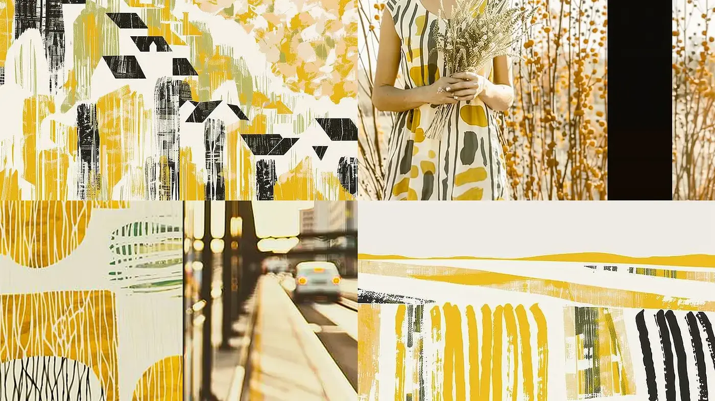 A Harmonious Blend of Organic Forms and Geometric Patterns with a Warm Palette - Midjourney sref style