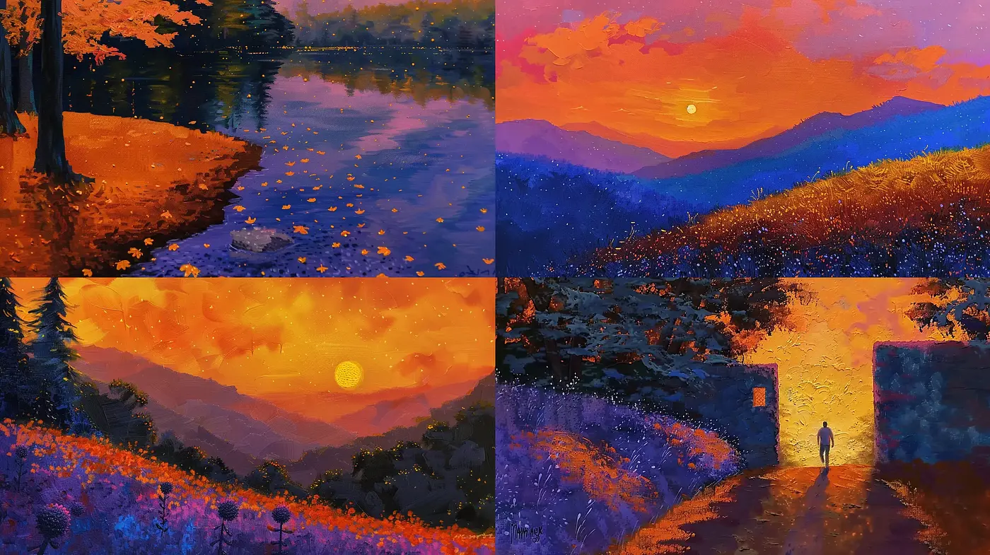 Twilight Canvas Brushwork Harmony - Midjourney sref style