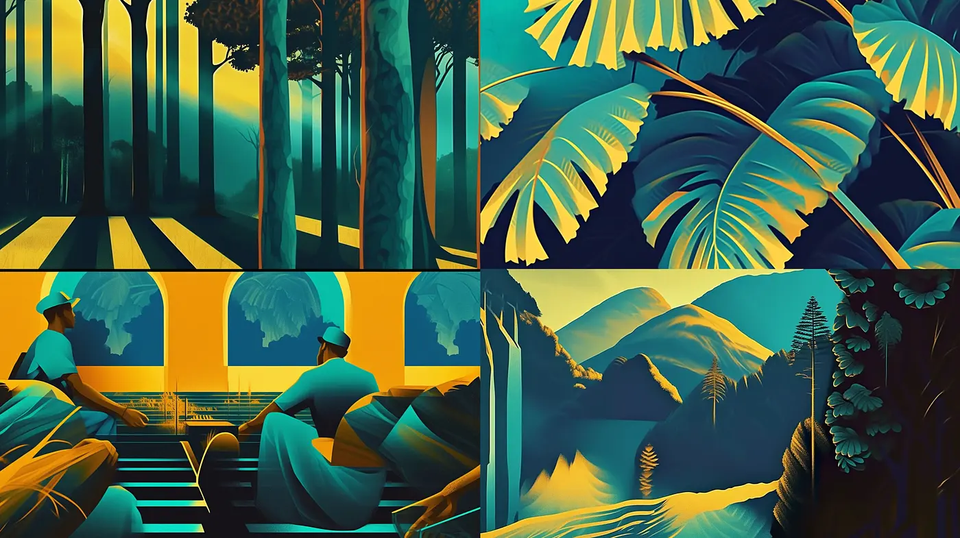 Luminous Hues of Serenity: A Homage to Nature's Timeless Elegance in Stylized Artistry - Midjourney sref style