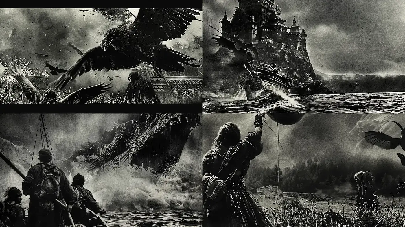 Monochromatic Epochs of Epic Fantasy - Midjourney sref style