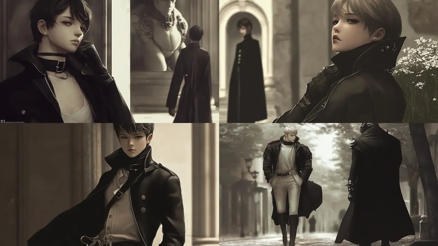 Monochrome Elegance with a Cinematic Anime Essence - Midjourney sref style
