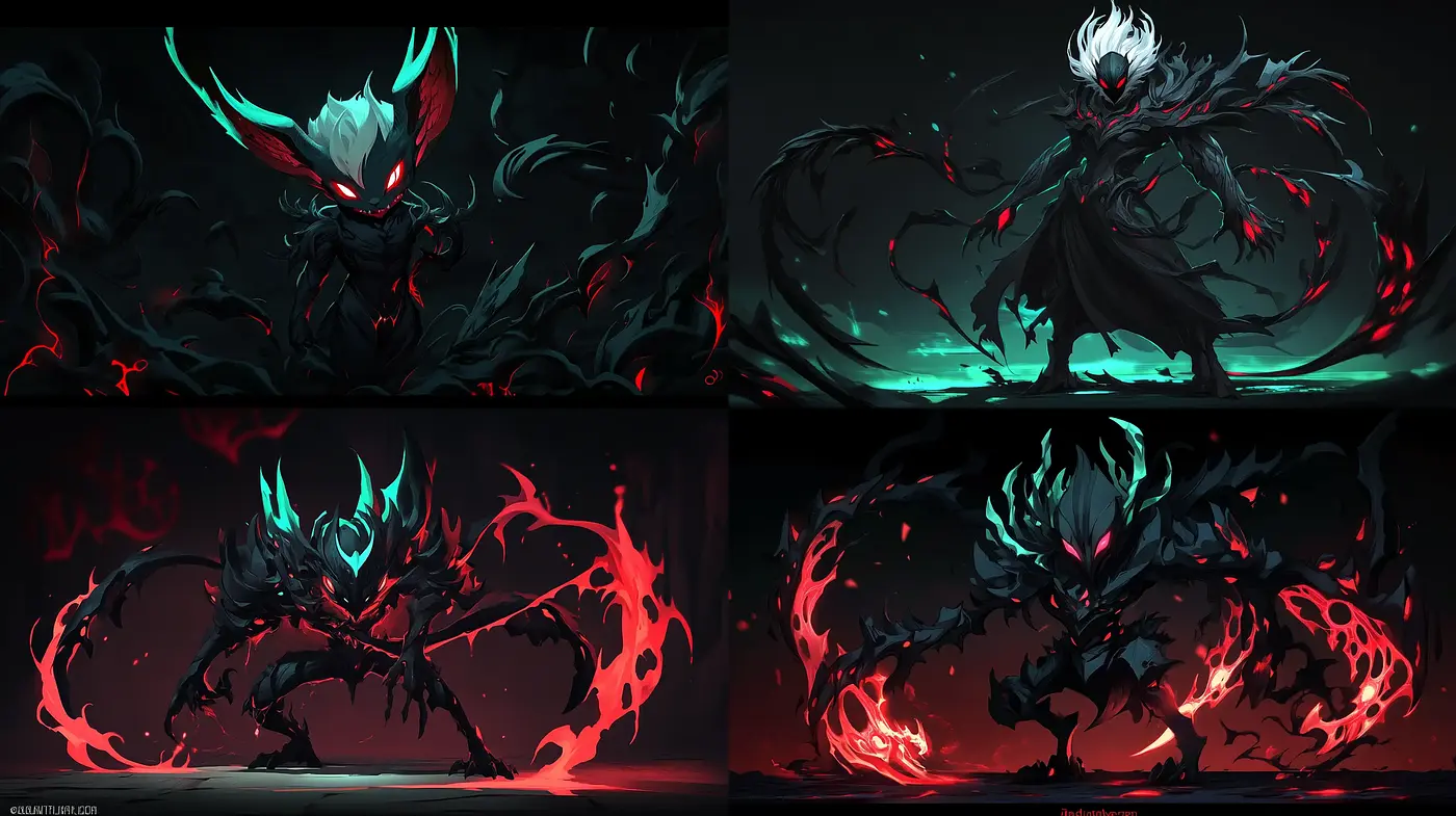 Ethereal Nocturne: The Artistry of Dark Fantasy with Neon Highlights - Midjourney sref style