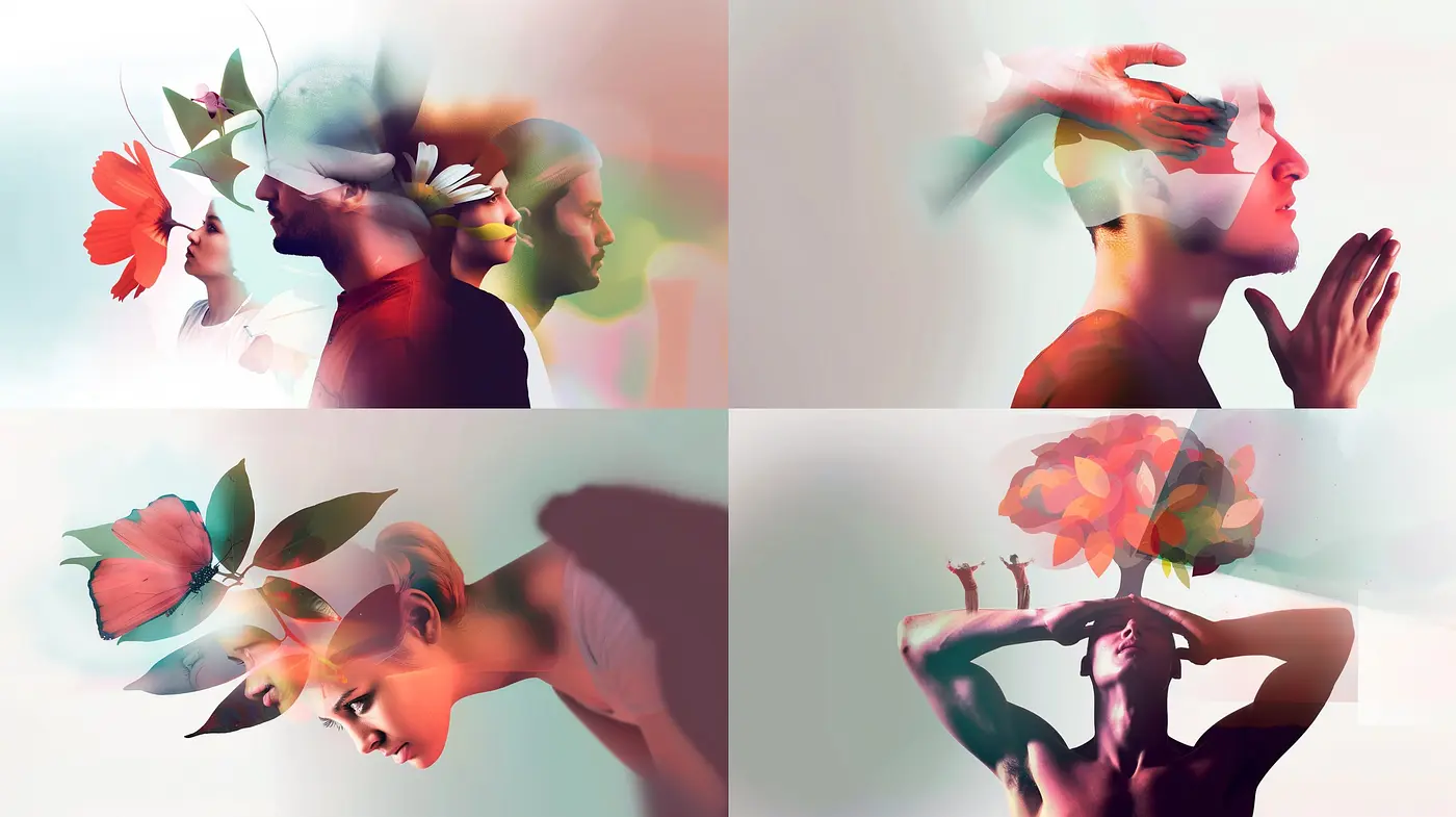 Ethereal Fusion of Floral and Human Forms in Pastel Dreamscape - Midjourney sref style