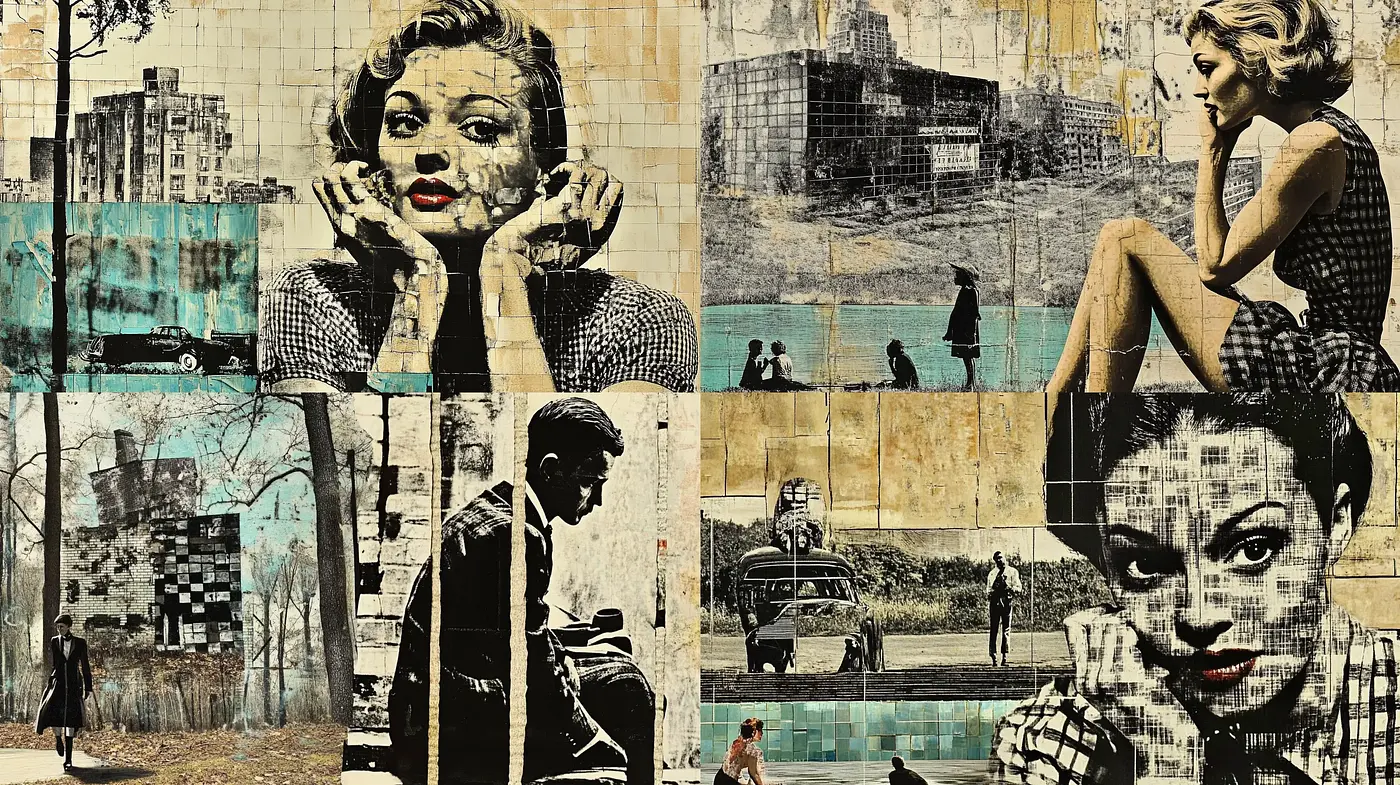 Decayed Elegance: A Retro-Collage with a Modern Grunge Twist - Midjourney sref style