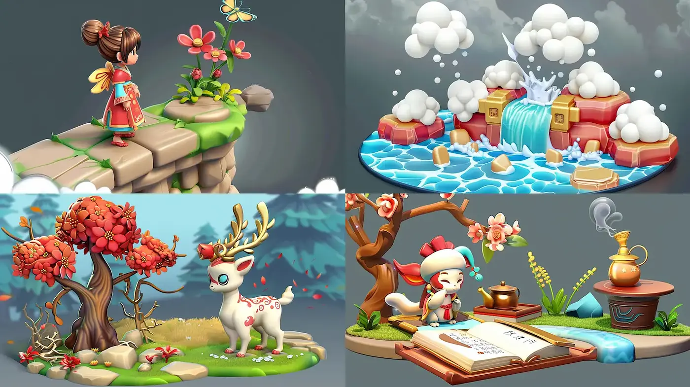 Charming and Whimsical Fantasy Illustration with Lively Elements - Midjourney sref style