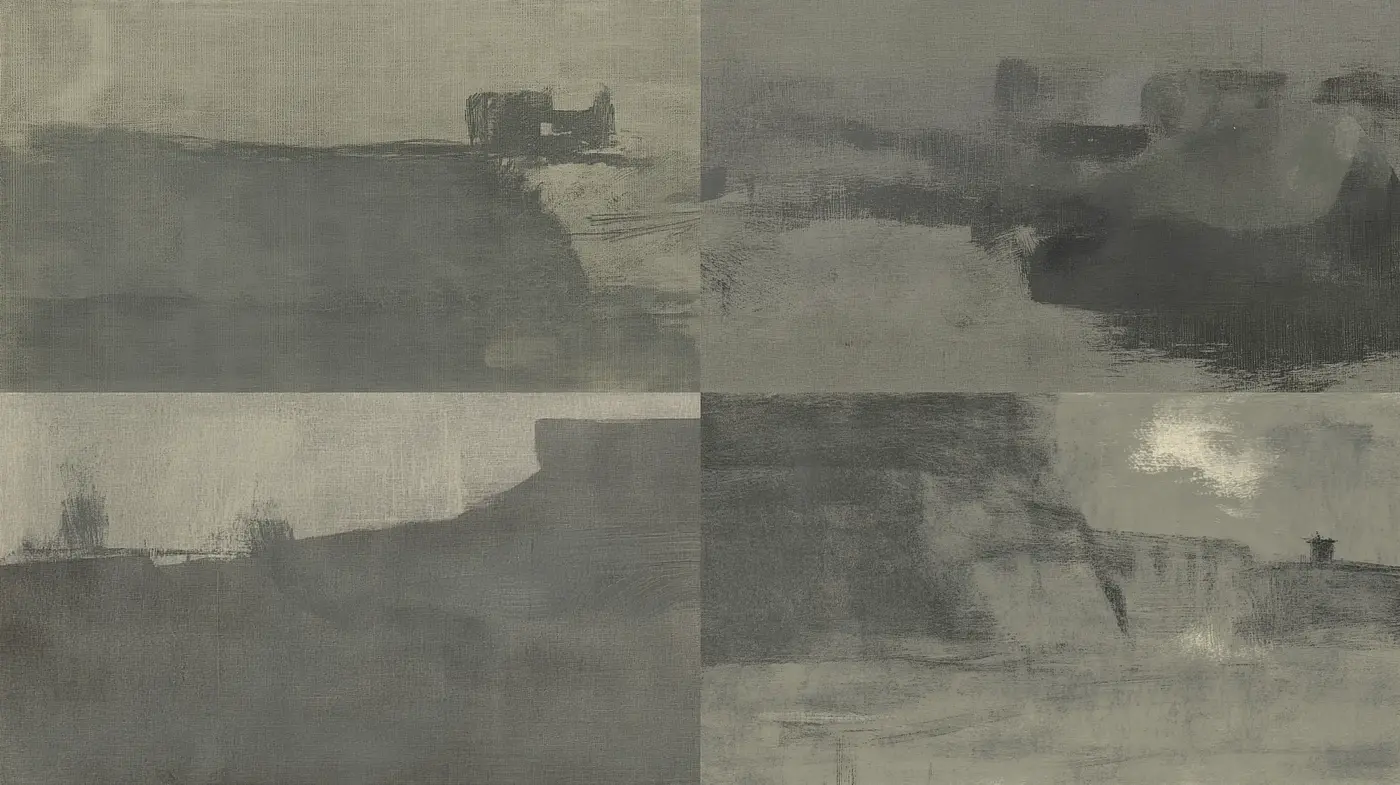 Monochromatic Ethereal Landscapes: a Study in Grayscale Textures - Midjourney sref style