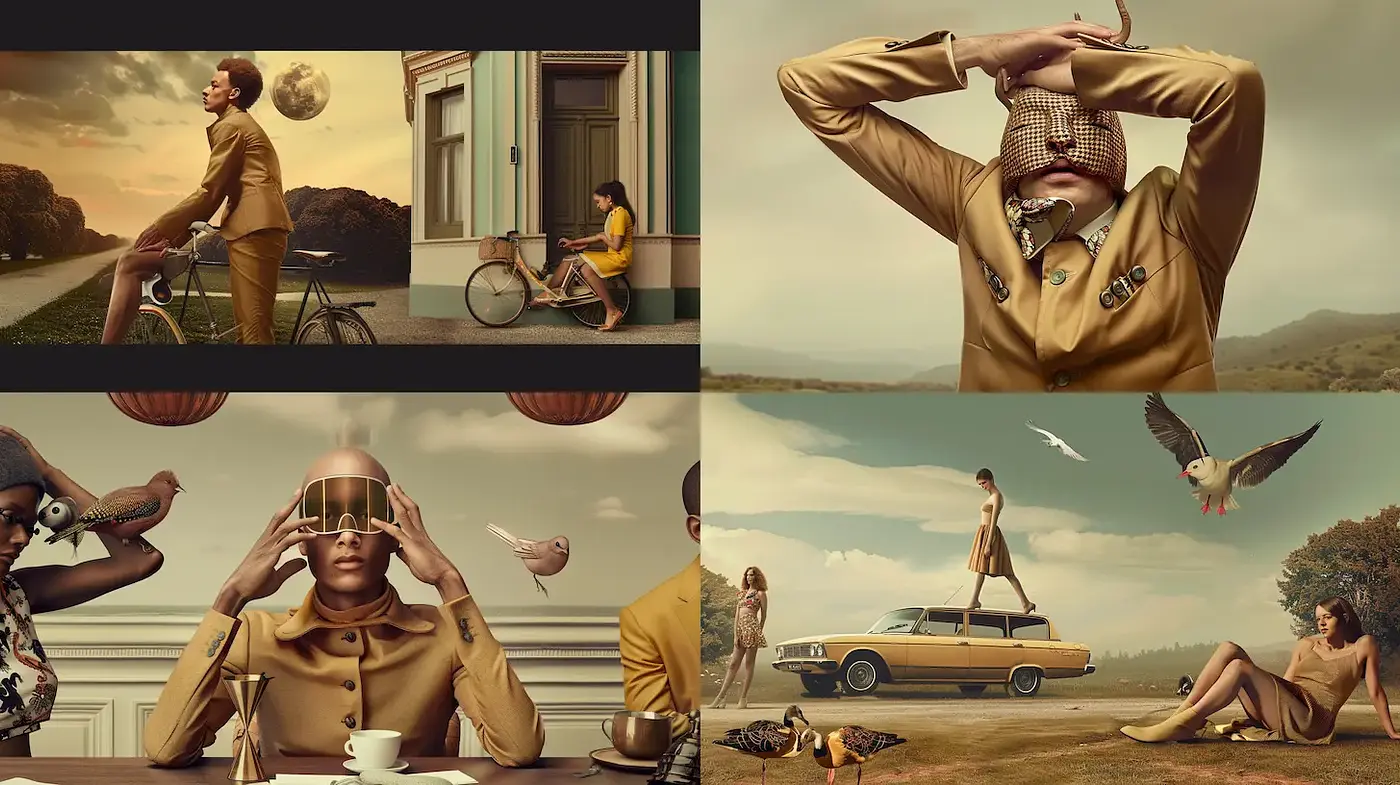 Surreal Vintage Aesthetic with a Contemporary Twist - Midjourney sref style