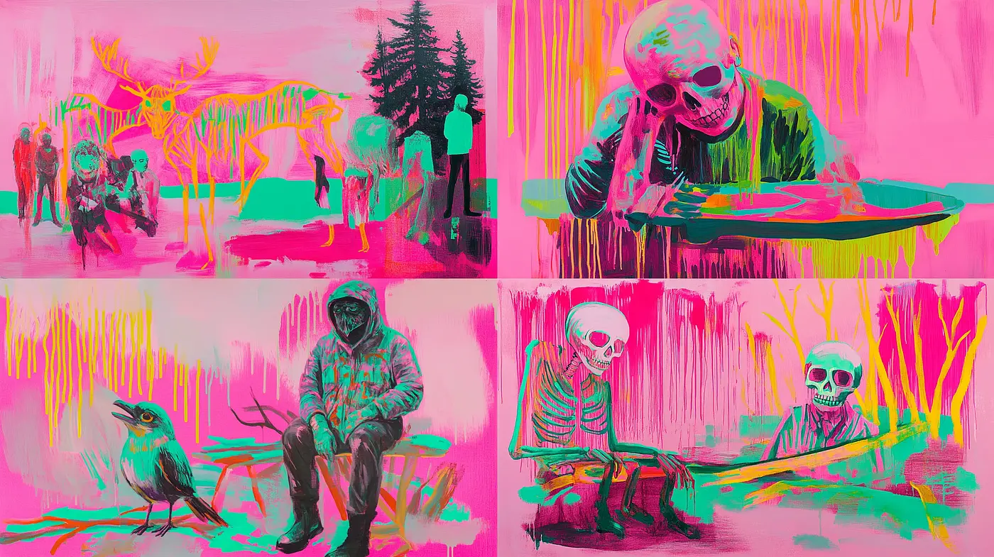 Neon Expressionism with Surreal Overtones - Midjourney sref style