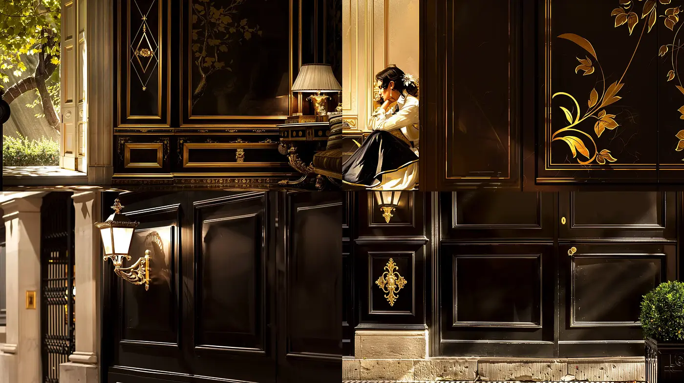 Opulent Cinematic Tableau with Neoclassical Elegance - Midjourney sref style