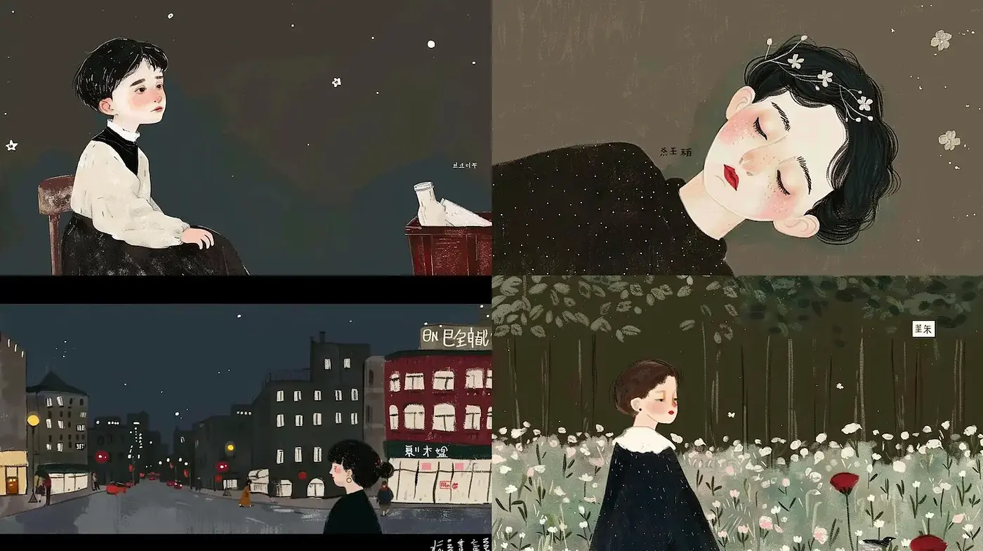 Whimsical and Enigmatic Character Studies with a Dreamy Aesthetic - Midjourney sref style