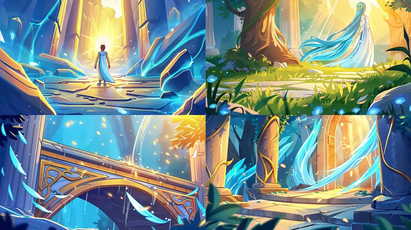 Luminous Ethereal Landscapes: A Whimsical Fusion of Light and Nature - Midjourney sref style