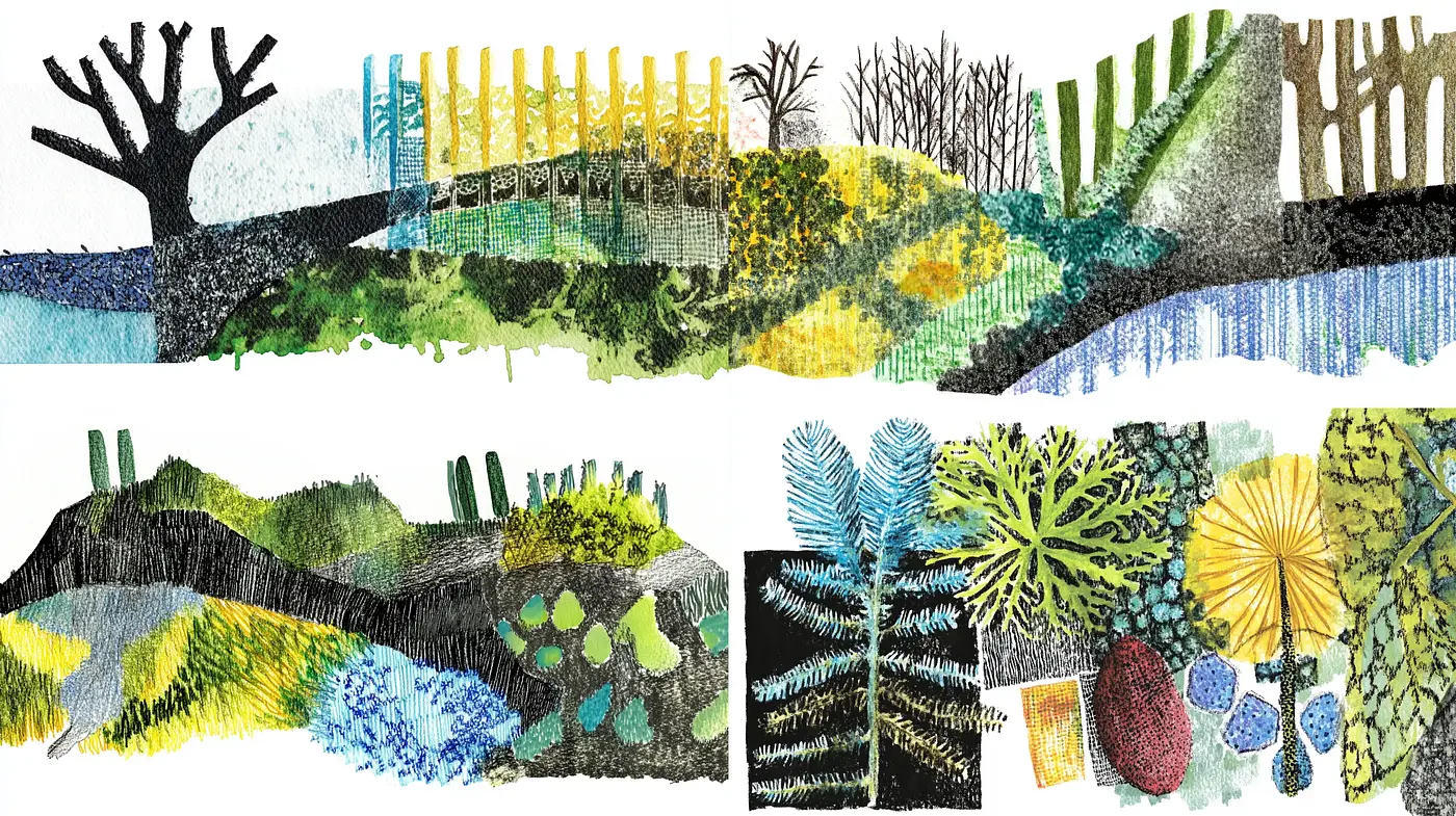 Lush Brushwork and Textured Tranquility: A Study in Stylized Nature Representation - Midjourney sref style