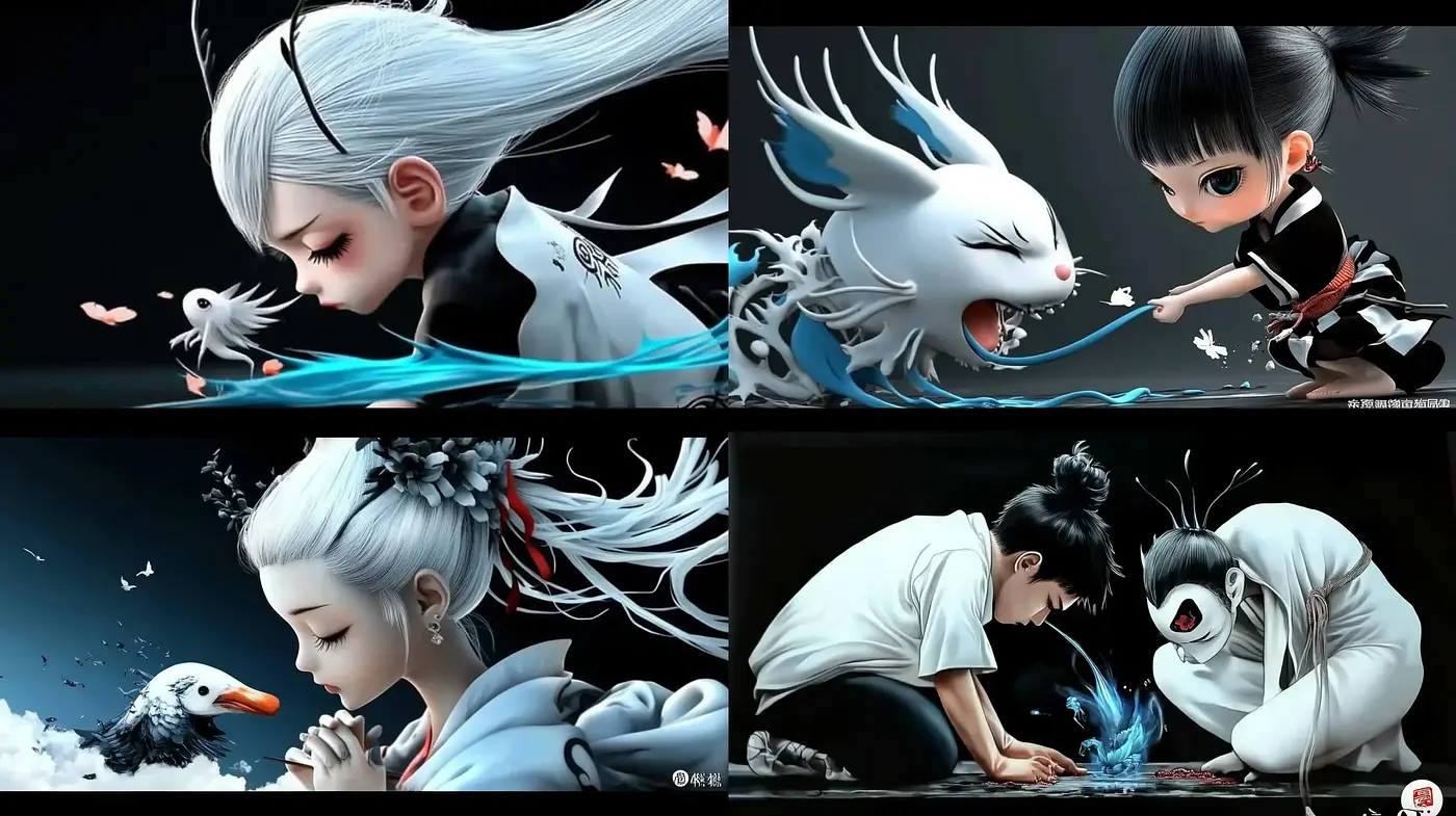 Ethereal Contrasts of Monochrome Anime Fantasy - Midjourney sref style